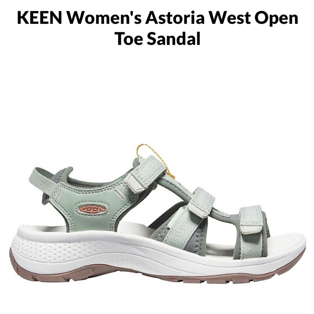 NIB KEEN Size 8 Astoria West Open Toe in Desert Sage/Castor Grey